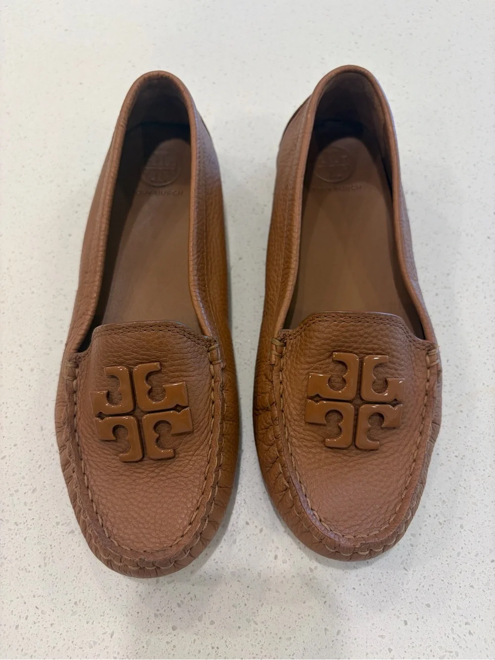 Tory Burch Lowell 2 Driver Loafers Brown Leather Size 5